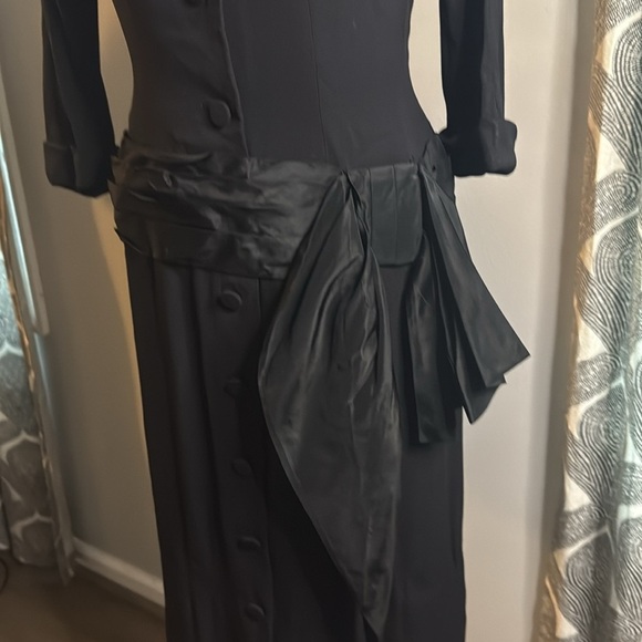 Vintage 1950’s Drop Waist High Neck Dress - Picture 3 of 9